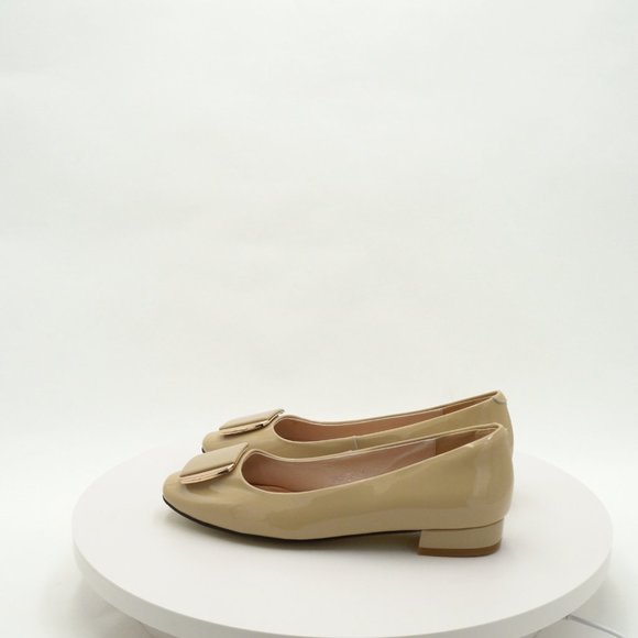 Women's Genuine Patent Leather Flats Low Block Heel Slip On Size 6.5 - Picture 4 of 13